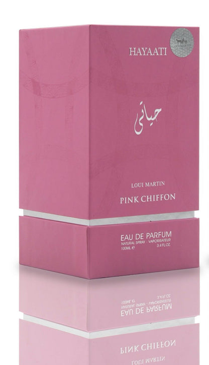 Perfume feminino Hayati Pink Chiffon – Amostra grátis incluída – Eau de Parfum 100ml.