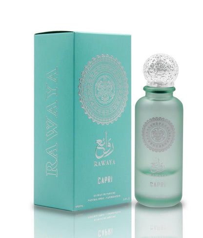Rawaya Capri Extrait de Parfum - Fragrância de luxo de 100 ml com amostra grátis.