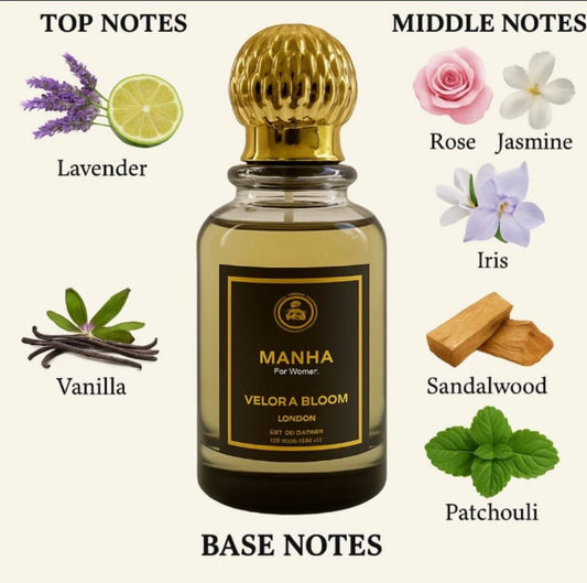 MANHA by Velora Bloom London – A Captivating 100ML Women’s Perfume for Grace and Elegance!